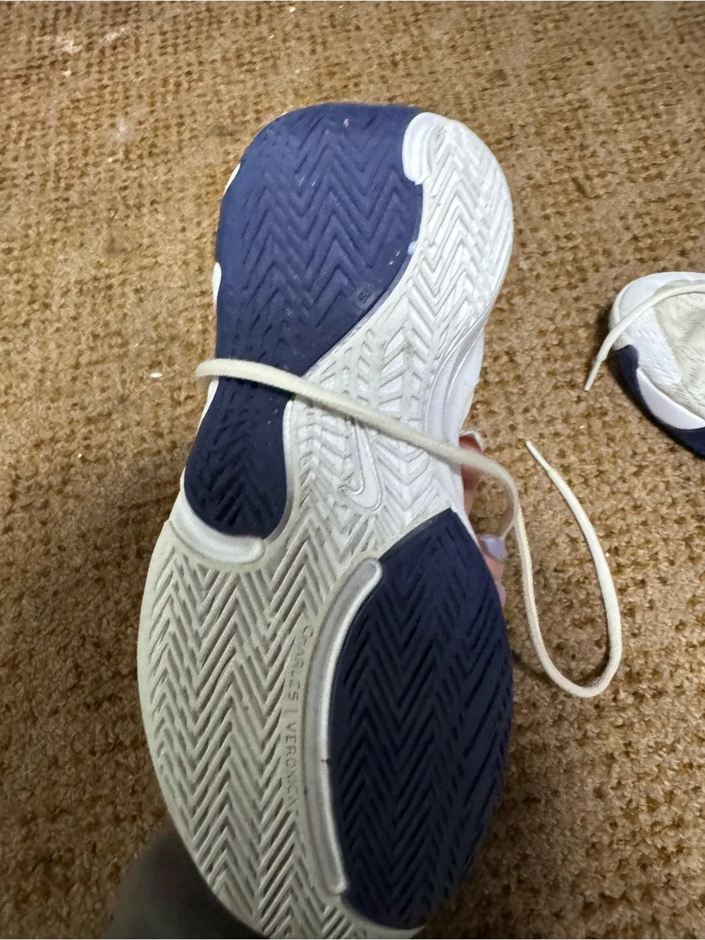 Nike Kids Cream Sneakers with Pink & Navy Accents